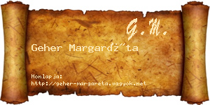 Geher Margaréta névjegykártya